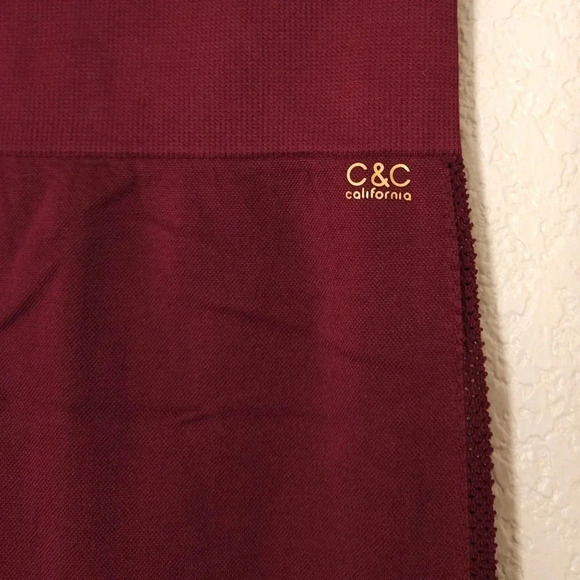 C&C California Women's Seamless Leggings Pants Medium Burgundy - Picture 5 of 5